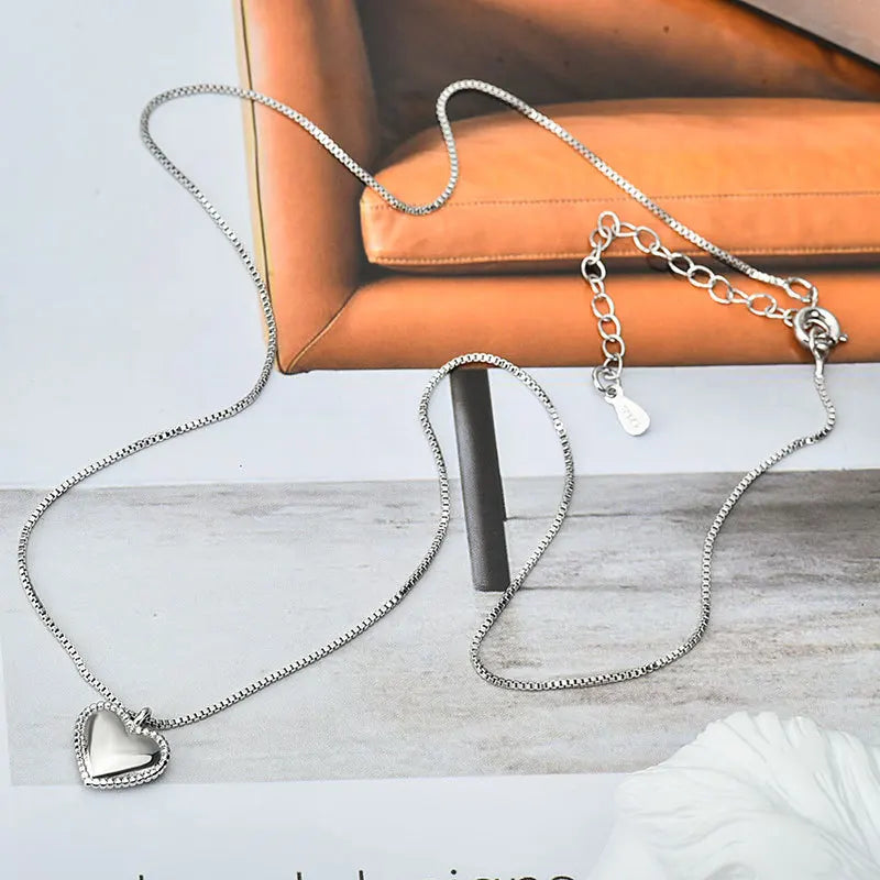 LIVVY Silver Color LOVE Heart Pendant Necklace for Women Personality Design Party Gift Fashion Clavicle Necklace