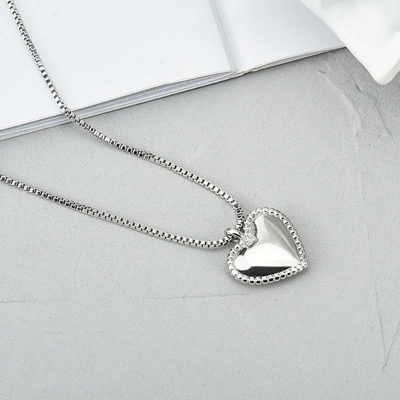 LIVVY Silver Color LOVE Heart Pendant Necklace for Women Personality Design Party Gift Fashion Clavicle Necklace
