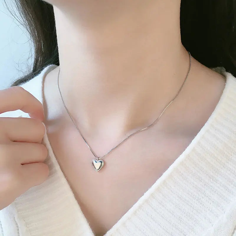 LIVVY Silver Color LOVE Heart Pendant Necklace for Women Personality Design Party Gift Fashion Clavicle Necklace