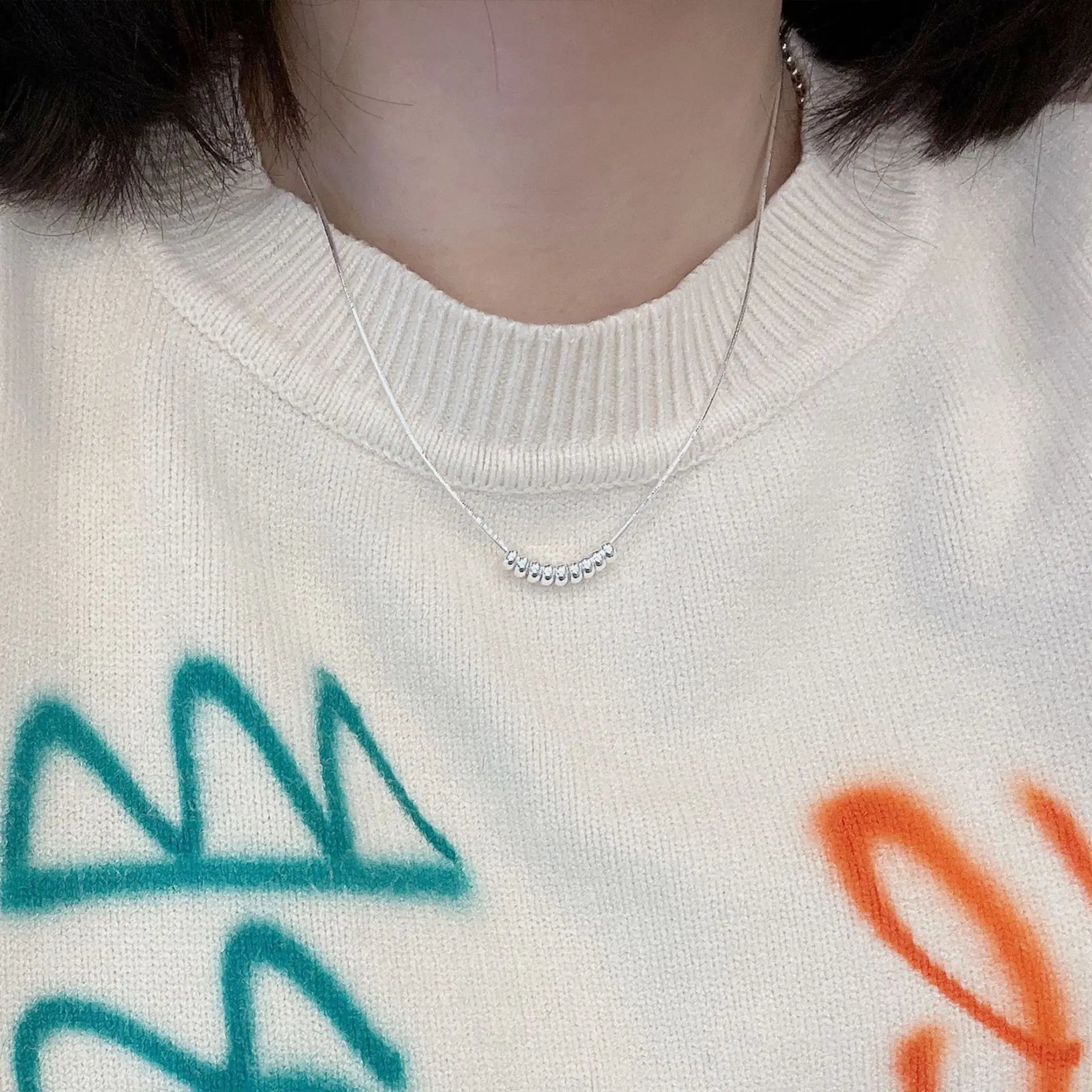 Silver color Chain Choker Necklace For Women Trendy Fashion Ball Fine Jewelry Wedding Party Birthday Gift