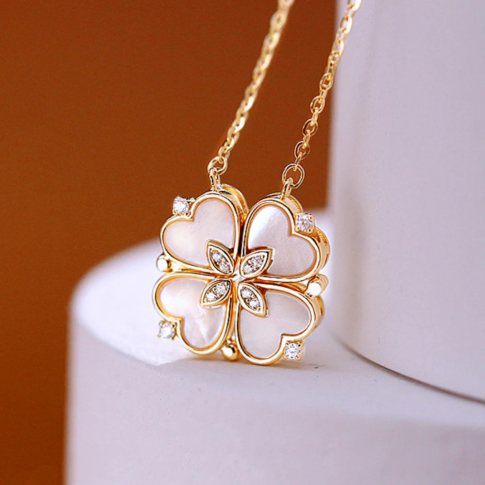 316L Stainless Steel Love Magnetic Pendant Necklace for Women Clover Choker Heart Shaped Open Necklace Crystal Jewelry BffGift