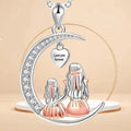 Mom Daughter Family Necklace Love You Forever Silver Color Heart Moon Pendant Zircon Necklaces Women Jewelry Mother's Day Gift