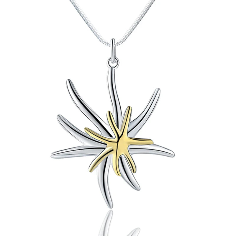 P026 Silver Color  Promotions Free Shipping Beautiful Fashion Elegant Charms Starfish Noble Women Lady Pretty Necklace Jewelry