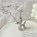 Yerik Silver Color Cute Animal Balloon Dog Necklaces Creative Pendant Clavicle Chain Necklace Ladies Girl Jewelry Dropshipping