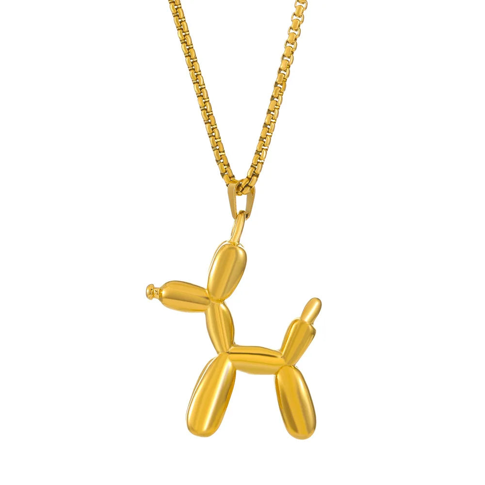 Yerik Silver Color Cute Animal Balloon Dog Necklaces Creative Pendant Clavicle Chain Necklace Ladies Girl Jewelry Dropshipping
