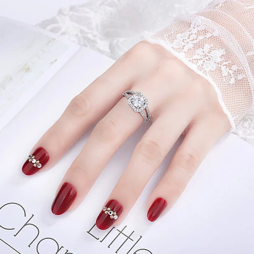 925 Sterling Silver Classic Ring for Women four claw jewelry simple diamond ring imitation diamond women's ring