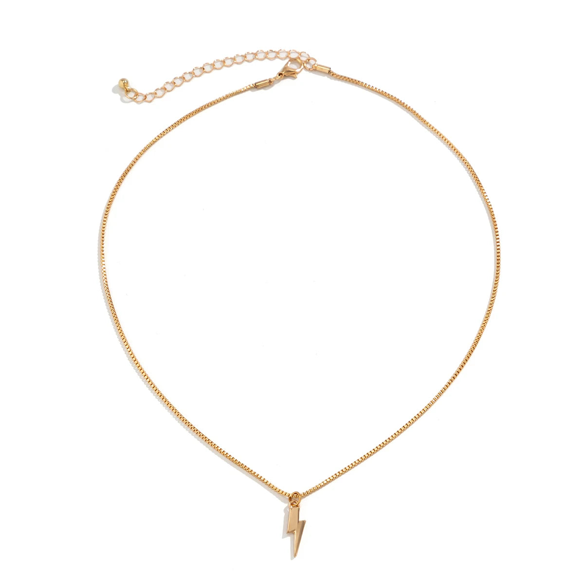 KunJoe 2026 Punk Metal Geometry Lightning Pendant Necklace for Men Simple Silver Color Box Chain Choker Necklace Hip Hop