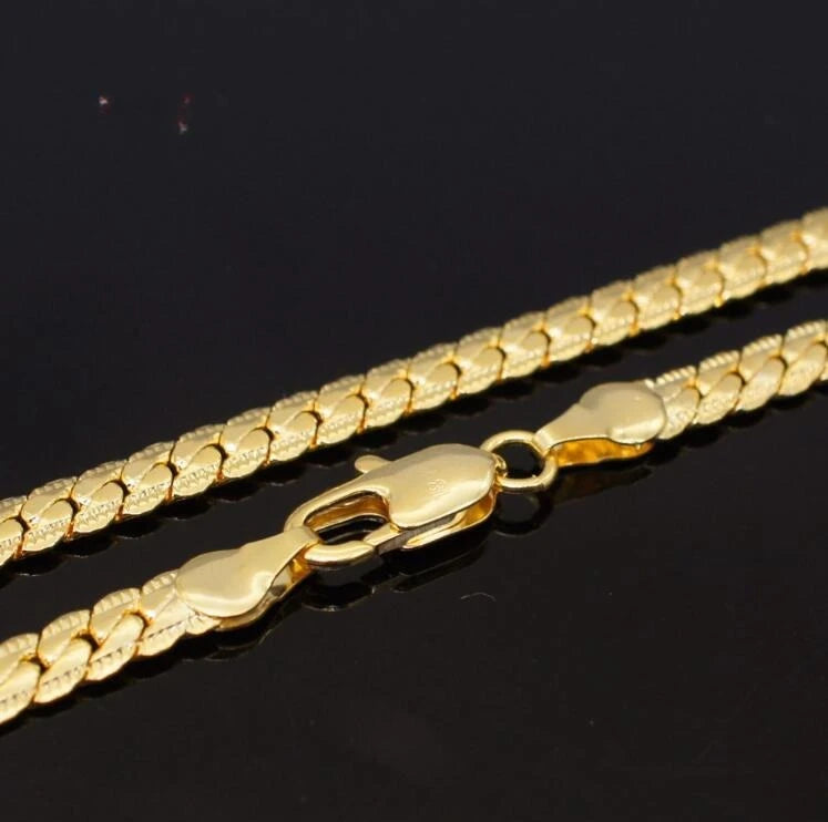 18K Gold color / 925 Silver Full Sideways Necklace 8/18/20/24 Inch Chain For Woman Men Fashion Wedding Engagement Jewelry