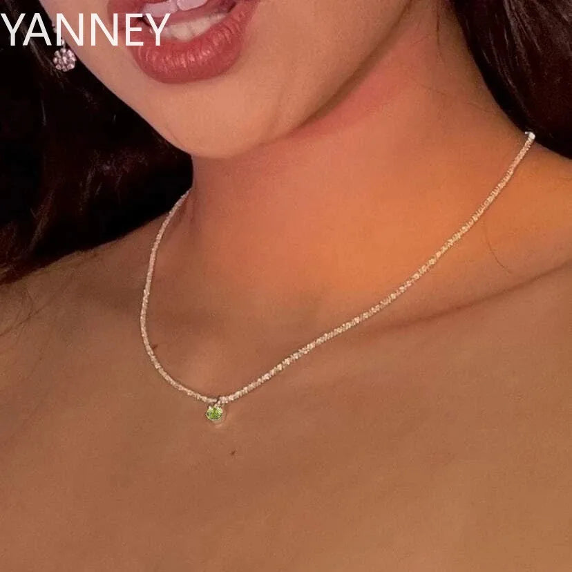 925 Silver 40-75cm Silver Shiny Necklace Women Fashion Clavicle Necklace Korean Party Wedding Jewelry Accessories Girls