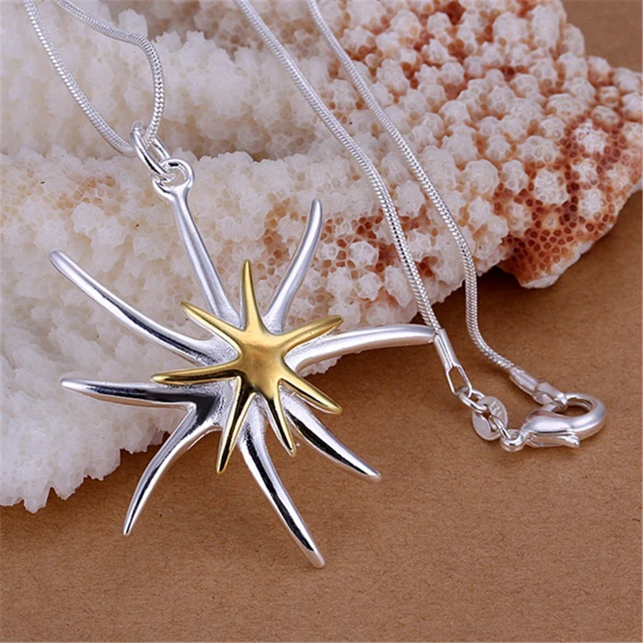 P026 Silver Color  Promotions Free Shipping Beautiful Fashion Elegant Charms Starfish Noble Women Lady Pretty Necklace Jewelry