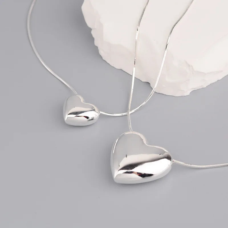 Silver color Heart Choker Necklace For Women Men Smiple Geometric Fine Jewelry Wedding Party Birthday Gift