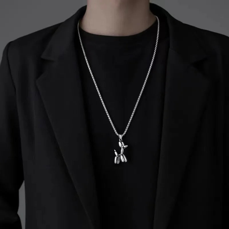 Yerik Silver Color Cute Animal Balloon Dog Necklaces Creative Pendant Clavicle Chain Necklace Ladies Girl Jewelry Dropshipping