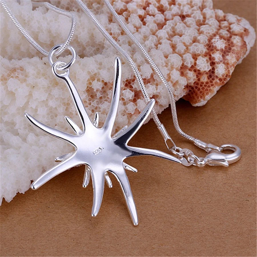 P026 Silver Color  Promotions Free Shipping Beautiful Fashion Elegant Charms Starfish Noble Women Lady Pretty Necklace Jewelry