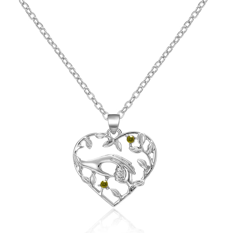 Mom Daughter Family Necklace Love You Forever Silver Color Heart Moon Pendant Zircon Necklaces Women Jewelry Mother's Day Gift