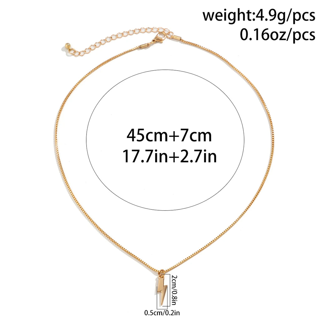 KunJoe 2026 Punk Metal Geometry Lightning Pendant Necklace for Men Simple Silver Color Box Chain Choker Necklace Hip Hop