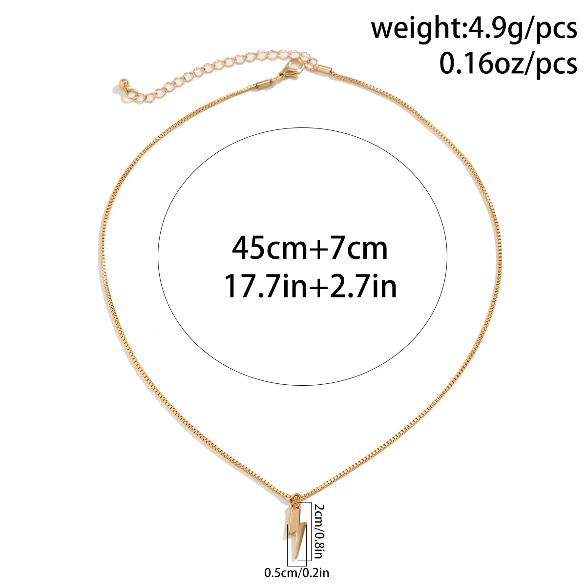 KunJoe 2026 Punk Metal Geometry Lightning Pendant Necklace for Men Simple Silver Color Box Chain Choker Necklace Hip Hop