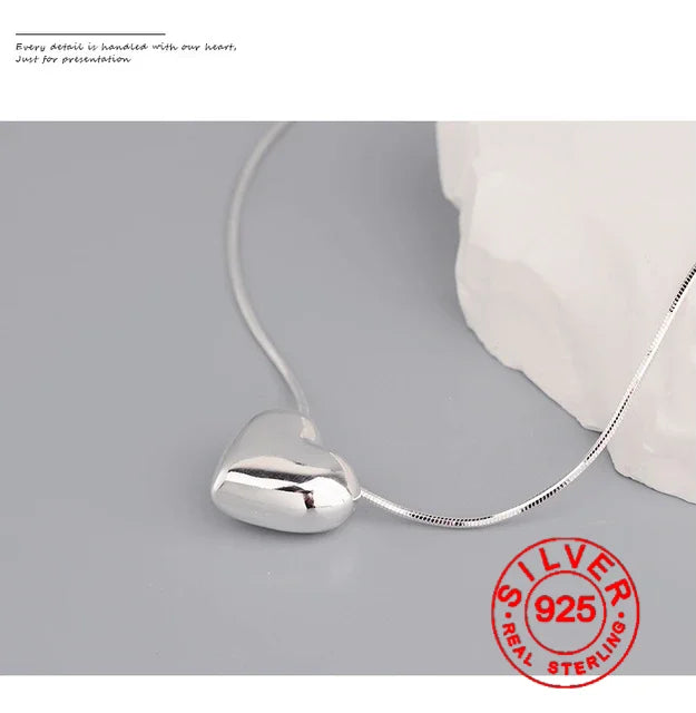 Silver color Heart Choker Necklace For Women Men Smiple Geometric Fine Jewelry Wedding Party Birthday Gift