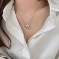 Simple Trendy Silver Color Love Heart Pendant Necklace for Women Korean Fashion Snake Bone Chain Clavicle Chokers Party Jewelry