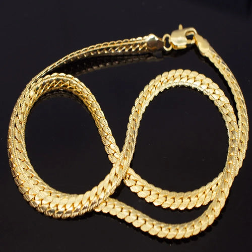 18K Gold color / 925 Silver Full Sideways Necklace 8/18/20/24 Inch Chain For Woman Men Fashion Wedding Engagement Jewelry