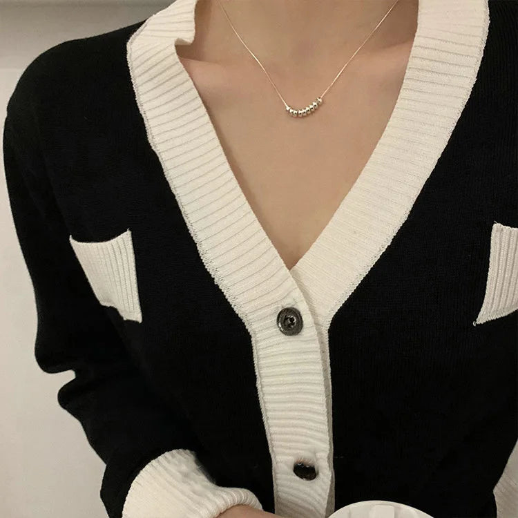 Silver color Chain Choker Necklace For Women Trendy Fashion Ball Fine Jewelry Wedding Party Birthday Gift