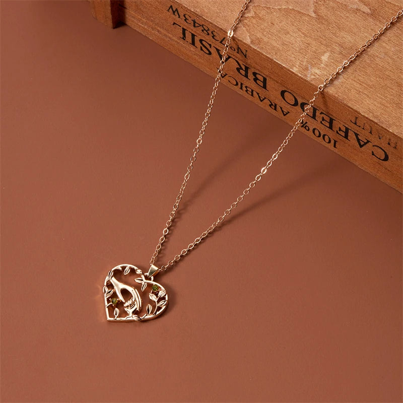 Mom Daughter Family Necklace Love You Forever Silver Color Heart Moon Pendant Zircon Necklaces Women Jewelry Mother's Day Gift