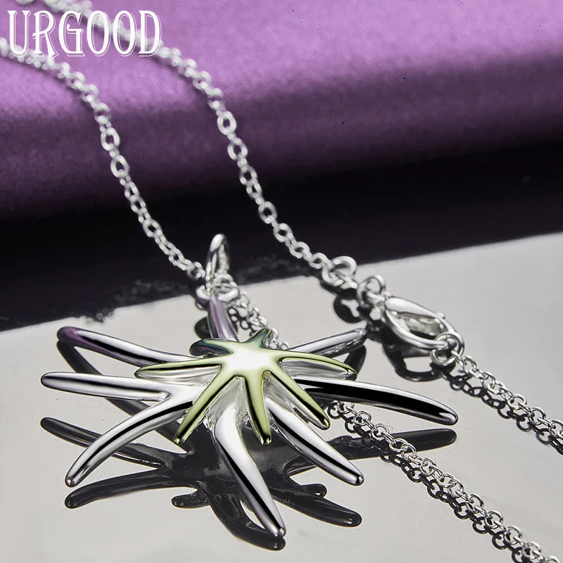 P026 Silver Color  Promotions Free Shipping Beautiful Fashion Elegant Charms Starfish Noble Women Lady Pretty Necklace Jewelry
