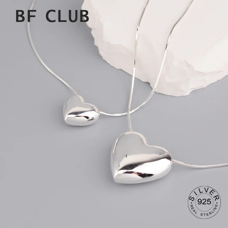 Silver color Heart Choker Necklace For Women Men Smiple Geometric Fine Jewelry Wedding Party Birthday Gift
