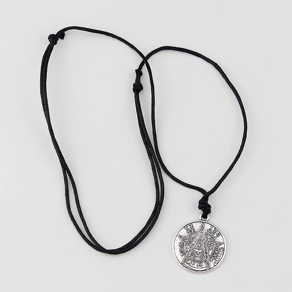 Witchcraft Pentagram Tetragrammaton Pendant Necklace for Women Men Protection Tetragramaton Jewelry